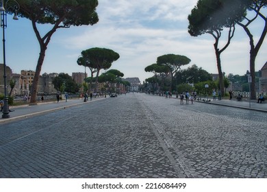 Rome, Italy - September 20 2020: Ancient Roman Amphitheater And Gladiator Arena Colosseum Aerial View, Heart Of Roman Empire, Famous Tourist Landmark, Guided Tour Concept, Rome, Italy