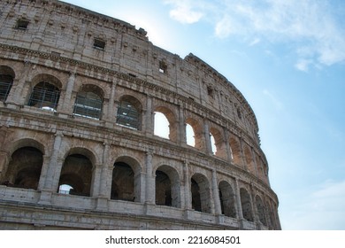 Rome, Italy - September 20 2020: Ancient Roman Amphitheater And Gladiator Arena Colosseum Aerial View, Heart Of Roman Empire, Famous Tourist Landmark, Guided Tour Concept, Rome, Italy