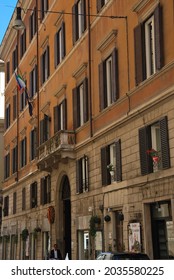 Rome, Italy - September 22 2015: Faded Buildings Add To The Charm And Beauty Of Rome