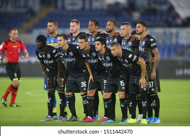 Rome, Italy - September 22,2019:Parma Team Before  The Italian Serie A Soccer Match  Between SS LAZIO And PARMA, At Olympic Stadium In Rome.

