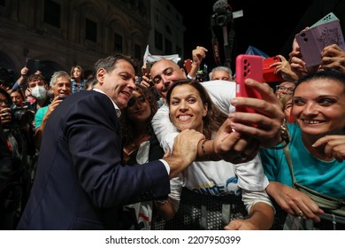 Rome, Italy - September 23, 2022: Giuseppe Conte, Leader Of Five Star Movement, Greets Supporters During A General Election Campaign Rally.