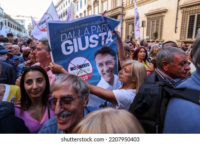 Rome, Italy - September 23, 2022: Supporters Attend A General Election Campaign Rally Of Giuseppe Conte, Leader Of Five Star Movement.