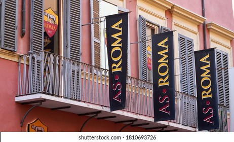 ROME, ITALY - SEPTEMBER 5, 2020: Tourism In Spanish Steps Area. AS Roma Football Club Store 