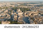 Rome, Italy. View of the Vatican. Basilica di San Pietro, Piazza San Pietro. Flight over the city. Morning hours, Aerial View  