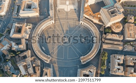 Rome, Italy. View of the Vatican. Basilica di San Pietro, Piazza San Pietro. Flight over the city. Morning hours, Aerial View  