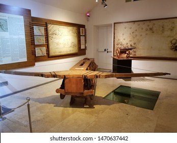 Rome, Lazio / Italy - May 31 2019: The Inventions And Artwork Of Leonardo Da Vinci Displayed In A Museum In Rome, Italy.