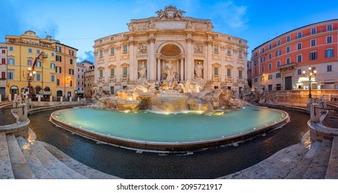 Rome, Lazio, Italy at the Trevi Fountain during twilight.
