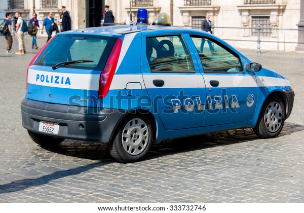 Rome - MARCH 21, 2014: Police Car\
on March 21 in Rome, Italy. Police Car in italian capital\
Rome