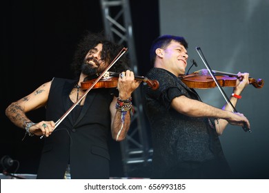 ROME - MAY 1, 2017: Ara Malikian Performs With The Violin On The Stage Of The First May.