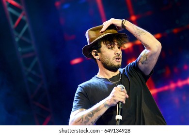 ROME - MAY 1, 2017: Fabrizio Moro Sings On The Stage Of The First May Concert.