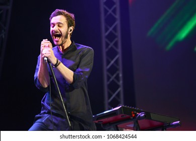 ROME - MAY 1, 2017: Tom Smith Performs With Editors On The Stage Of The First May.