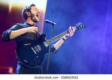 ROME - MAY 1, 2017: Tom Smith Performs With Editors On The Stage Of The First May.