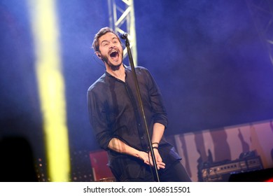 ROME - MAY 1, 2017: Tom Smith Performs With Editors On The Stage Of The First May.