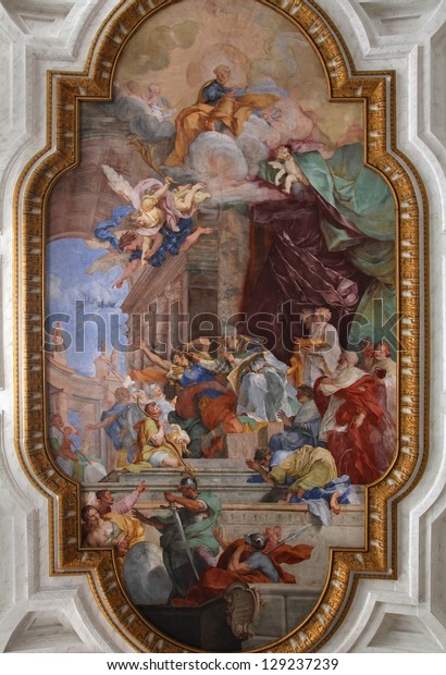 Rome May 11 Ceiling Famous Church Stock Photo Edit Now 129237239