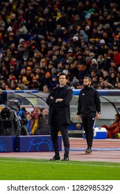 ROME - NOV 27, 2018: Santiago Solari, New Real Manager, AS Roma - Real Madrid. UEFA Champions League.  Group Stage. Matchday 5. Stadio Olimpico