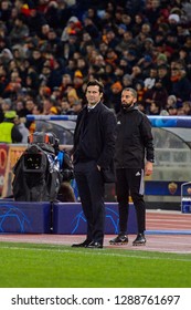 ROME - NOV 27, 2018: Santiago Solari, New Real Manager, AS Roma - Real Madrid. UEFA Champions League.  Group Stage. Matchday 5. Stadio Olimpico