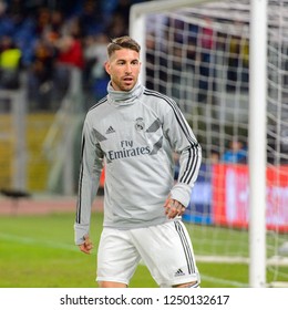 ROME - NOV 27, 2018: Sergio Ramos 4 Portrait. AS Roma - Real Madrid. UEFA Champions League.  Group Stage. Matchday 5. Stadio Olimpico