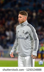 ROME - NOV 27, 2018: Sergio Ramos 4 Portrait. AS Roma - Real Madrid. UEFA Champions League.  Group Stage. Matchday 5. Stadio Olimpico