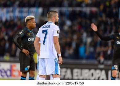 ROME - NOV 8, 2018: Valon Berisha. SS Lazio - Olympique Marseille. UEFA Europe League. Stadio Olimpico.