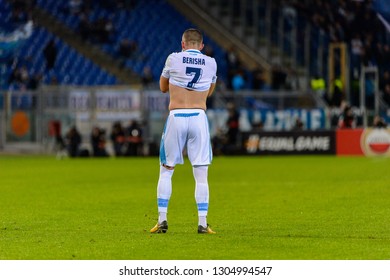 ROME - NOV 8, 2018: Valon Berisha. SS Lazio - Olympique Marseille. UEFA Europe League. Stadio Olimpico.