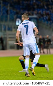 ROME - NOV 8, 2018: Valon Berisha. SS Lazio - Olympique Marseille. UEFA Europe League. Stadio Olimpico.