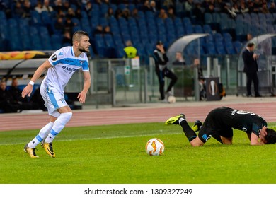 ROME - NOV 8, 2018: Valon Berisha. SS Lazio - Olympique Marseille. UEFA Europe League. Stadio Olimpico.