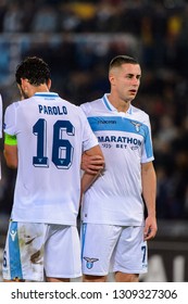 ROME - NOV 8, 2018: Valon Berisha. SS Lazio - Olympique Marseille. UEFA Europe League. Stadio Olimpico.