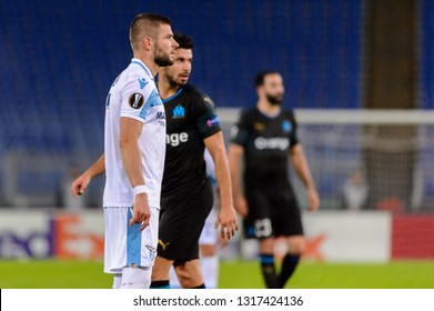 ROME - NOV 8, 2018: Valon Berisha. SS Lazio - Olympique Marseille. UEFA Europe League. Stadio Olimpico.