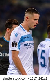 ROME - NOV 8, 2018: Valon Berisha. SS Lazio - Olympique Marseille. UEFA Europe League. Stadio Olimpico.