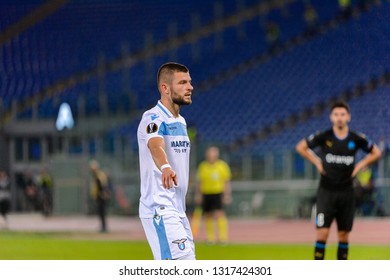 ROME - NOV 8, 2018: Valon Berisha. SS Lazio - Olympique Marseille. UEFA Europe League. Stadio Olimpico.