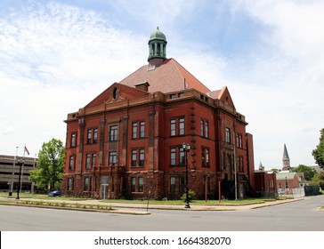 Rome, NY/USA - June 8, 2014: Red Brick Building Of The City Hall In The Historic Center Of The Town