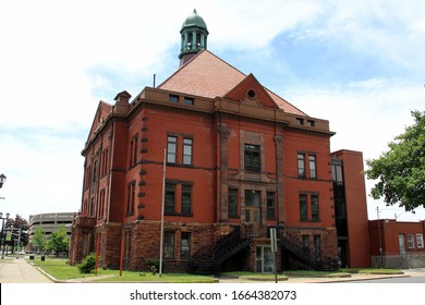 Rome, NY/USA - June 8, 2014: Red Brick Building Of The City Hall In The Historic Center Of The Town