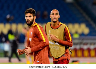 ROME - OCT 23, 2018: Federico Fazio 20 warms up. AS Roma - CSKA Moscow. UEFA Champions league. Matchday 4. Stadio Olimpico