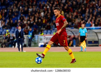 ROME - OCT 23, 2018: Lorenzo Pellegrini 7 In Action, AS Roma - CSKA Moscow. UEFA Champions League. Matchday 4. Stadio Olimpico