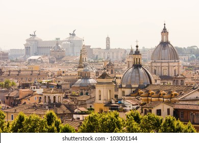 Rome overview with monument and several domes