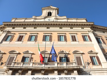 Rome, RM, Italy - March 3, 2019: Montecitorio Palace seat of the Italian Parliament in ROMA city