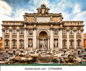 Rome Trevi Fountain in Rome, Italy. Trevi Fountain is an 18th-century fountain in the Trevi district in Rome, Italy. Architecture and landmark of Rome. - Powered by Shutterstock