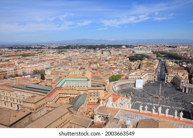 Rome And Vatican City - Aerial View Of Saint Peter's Square (Piazza San Pietro).