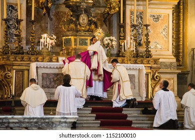 Rome-Italy - 7 September 2017 - Celebration Of The Holy Mass Vetus Ordo, Mass In Latin, In The Days Of The Pilgrimage Summorum Pontificum Decennial.