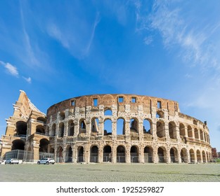 Rome,Italy, february 24th 2021, Exterior facade of Colosseum
