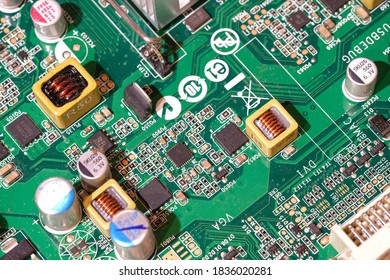 Rome,italy - October 18 2020: Mother Board Printed Circuit And Micro Chip Close Up Detail,Tech Pc Components