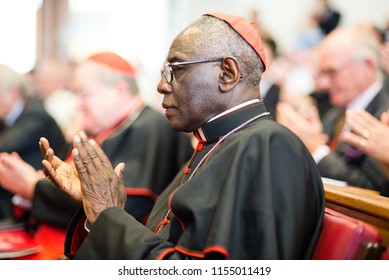 Rome-Italy-7 September 2017-Pilgrimage For The Tenth Anniversary Of The Summorum Pontificum, Cardinal Robert Sarah, In The Hall Of The Pontifical University 