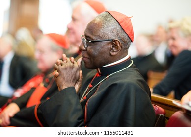 Rome-Italy-7 September 2017-Pilgrimage For The Tenth Anniversary Of The Summorum Pontificum, Cardinal Robert Sarah, In The Hall Of The Pontifical University 