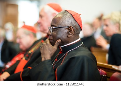 Rome-Italy-7 September 2017-Pilgrimage For The Tenth Anniversary Of The Summorum Pontificum, Cardinal Robert Sarah, In The Hall Of The Pontifical University 