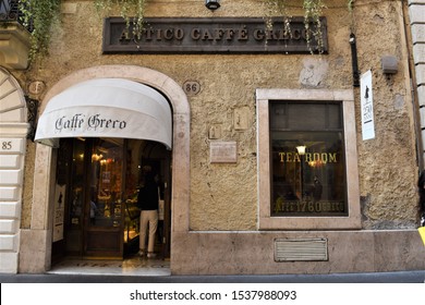 Rome,October 10,2019 Ancient Greco Coffee Founded In 1760 Risks Its Clousure For Economic Reasons