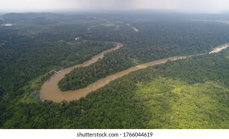 Rompin. Pahang / Malaysia - August 8 2017: Pahang River In Rompin