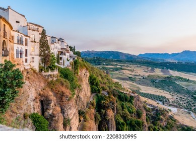 Ronda New Bridge Viewpoint By Sunset Golden Hour