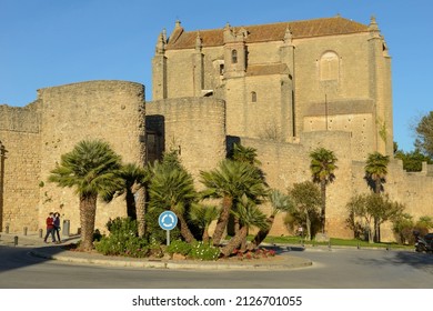 Ronda, Spain - 4 January 2022:  the city walls and Holy Spirit church at Ronda on Spain