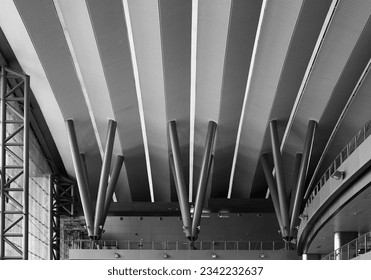 Roof, beam,structure, line, architecture,design,solid design, beautiful, artistic,steel,back and white,base,train stration,Bang Sue, transport building 