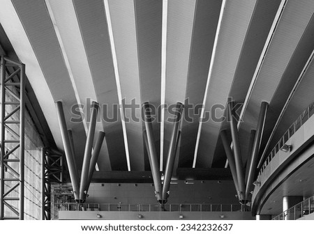 Roof, beam,structure, line, architecture,design,solid design, beautiful, artistic,steel,back and white,base,train stration,Bang Sue, transport building 